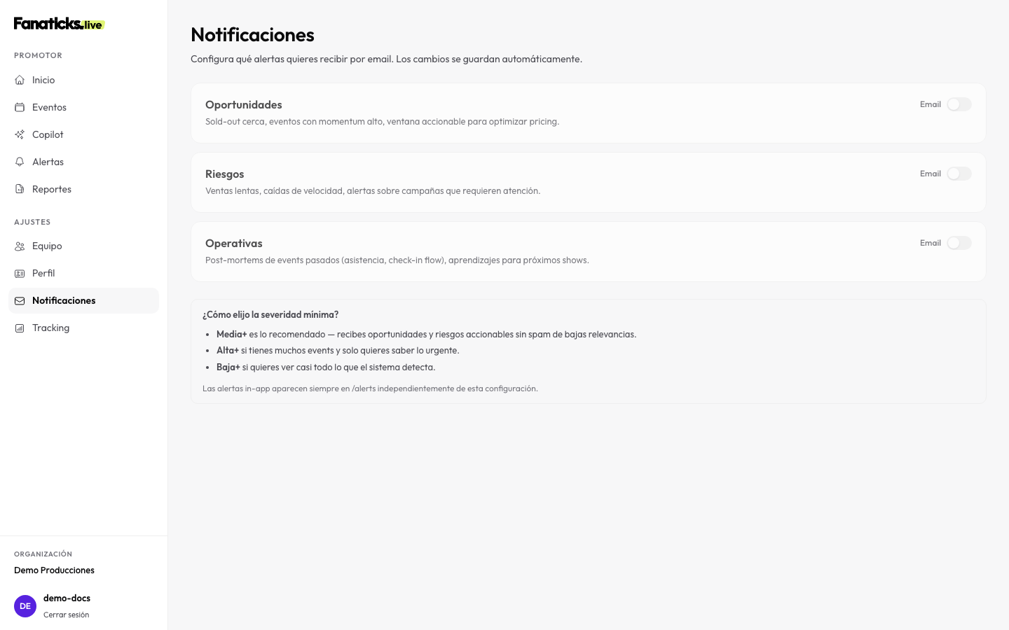 Ajustes de notificaciones