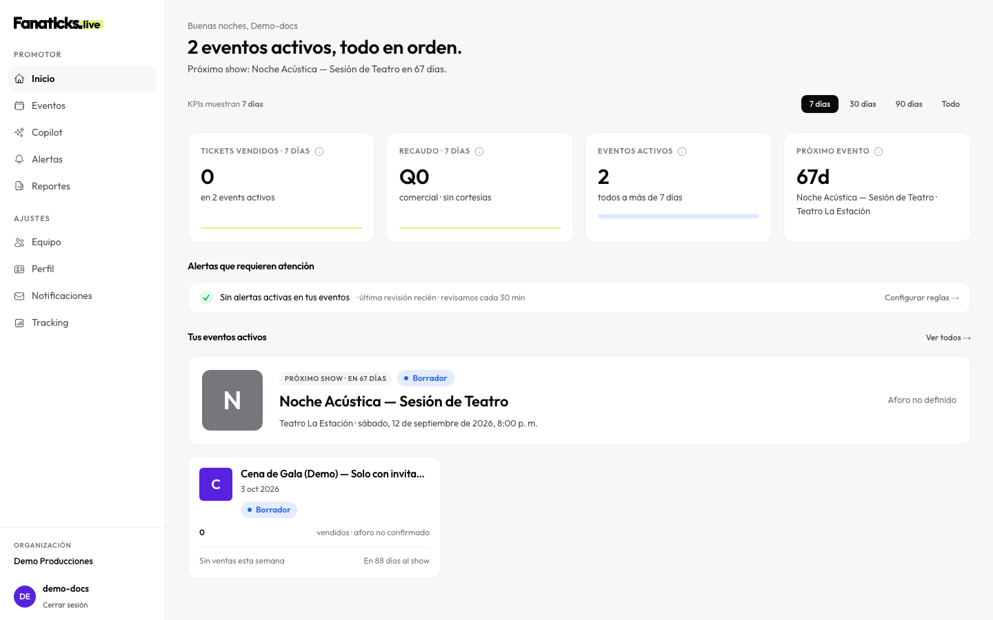 Dashboard del promotor