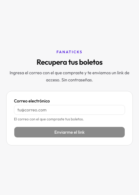 Pantalla de recuperar boletos